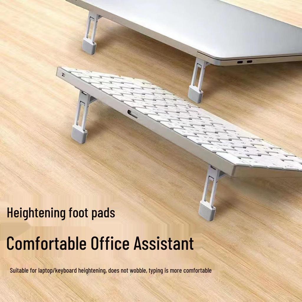 Foldable Metal Laptop Stand with Adhesive, Height-Adjustable Keyboard Support