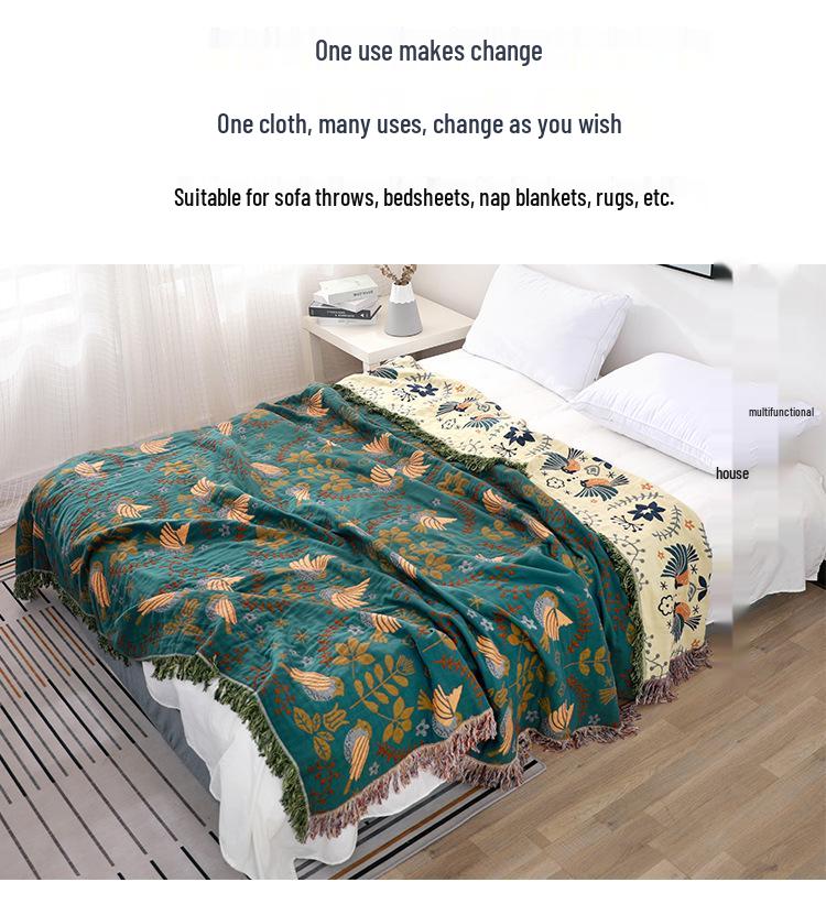 Skandynawski Pokrowiec na Sofę Całkowicie Bawełniany: Koc z gazy do użytku całorocznego