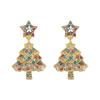 Women's Fashion Five-Pointed Star Christmas Tree Earrings: Light Luxury & Sweet Temperament