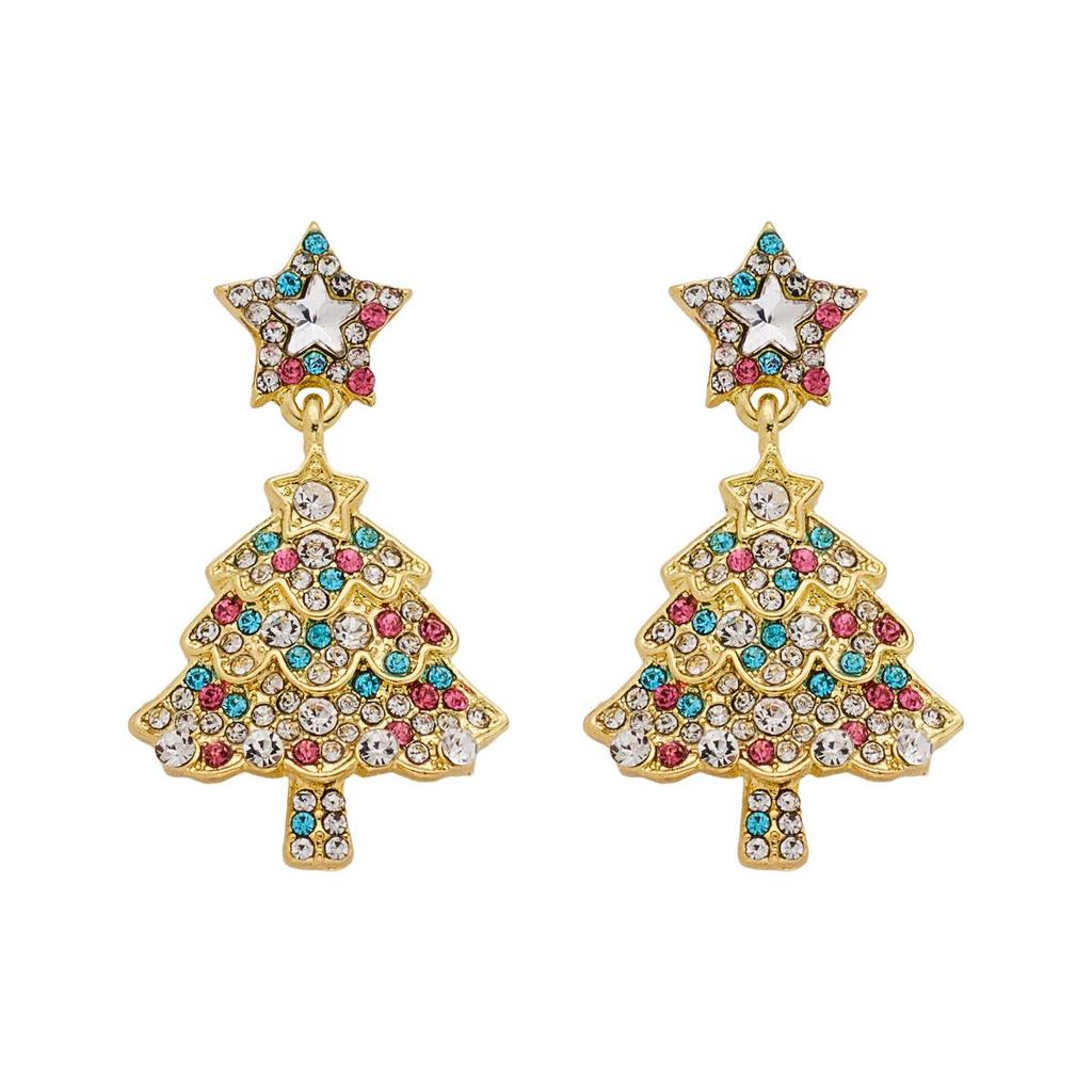 Women's Fashion Five-Pointed Star Christmas Tree Earrings: Light Luxury & Sweet Temperament