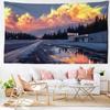 Arazzo da Parete Pittura a Olio Tramonto Cartone Animato Arte Moderna Minimalista Stile Bohemien Decorazione Camera da Letto Sfondo