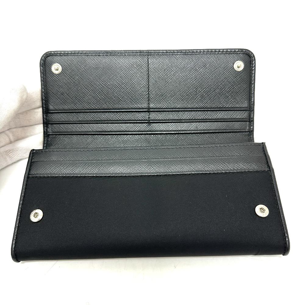 PRADA 1MH132 Triangle logo plate Long Wallet with Pass Case Flap Folded wallet