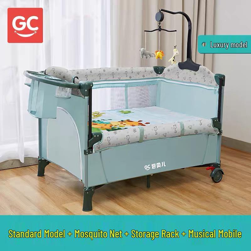 Portable Foldable Baby Bed and Rocker - Newborn Movable Splicing Bedside Crib
