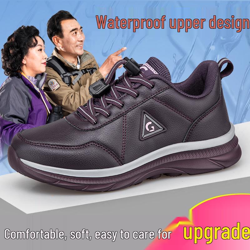 2025 Women's Genuine Leather Waterproof Non-Slip Casual Shoes for Middle-Aged & Elderly