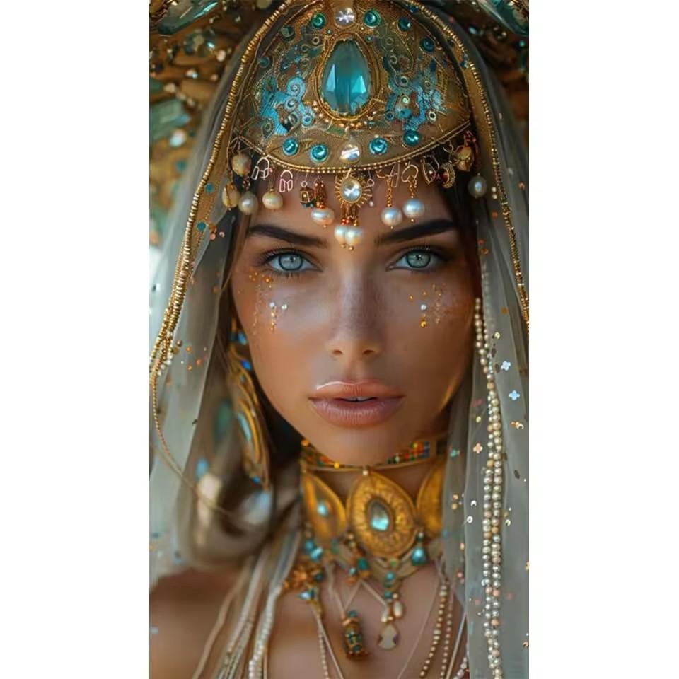 

Хиджаб Женщины Ближнего Востока 5D Полная Квадратная Круглая Алмазная Живопись Искусство Мозаика Сделай Сам Набор для Вышивки Крестом Портрет Домашний Декор Full Round 20x40CM