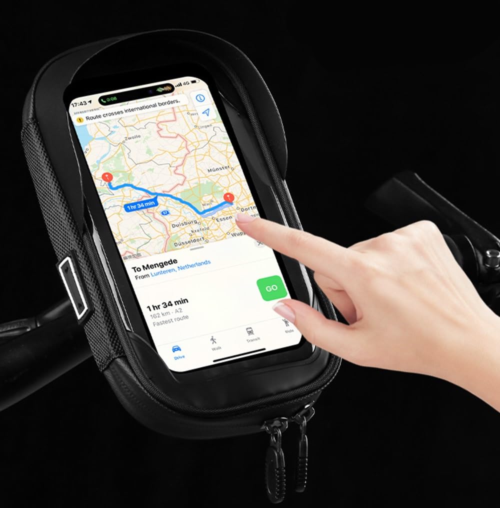 Koundeneko Bicycle Smartphone Holder with Rain Cover, Mobile Holder, Light