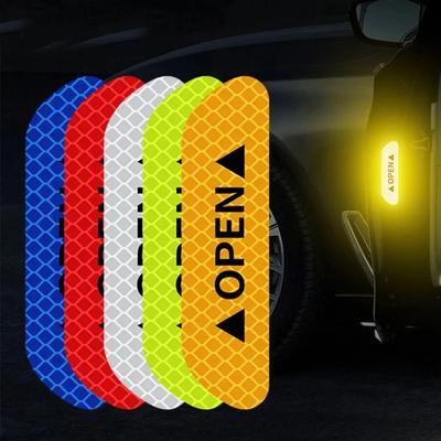 4PCS Reflective Car Door Sticker Safety Opening Warning Reflector Tape Decal Car Accessories Exterior Interior Reflector Sticker