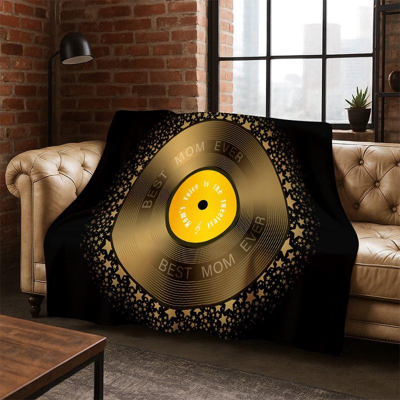 Retro Vinyl Record Music DJ Tape Flannel Blanket Soft Warm Blanket Throw Blanket for Bedroom Living Room Bed Travel Picnic Gift