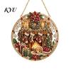 Decorative Ornaments for Home Christmas Rhinestone Painting Suncatcher Kit, Round DIY Hanging Decor Gifts Tree Home, Craft Pendant Holiday Party