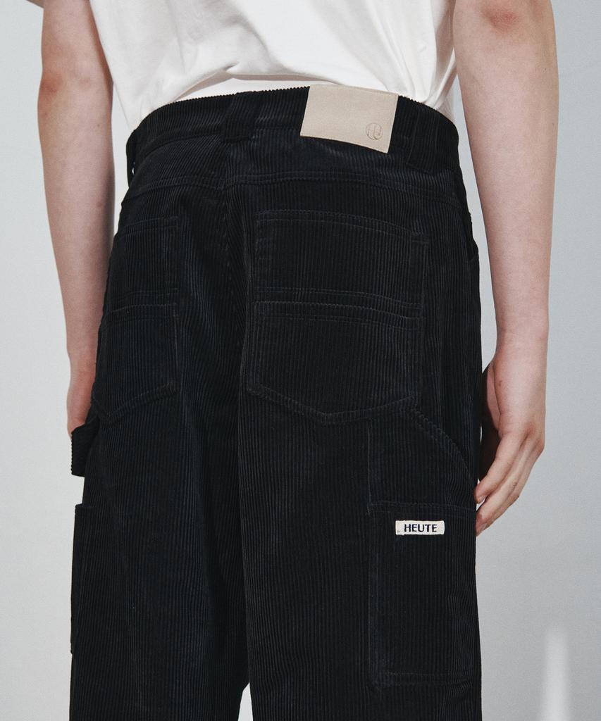 Hoite Rise Corduroy Work Pants (Black)