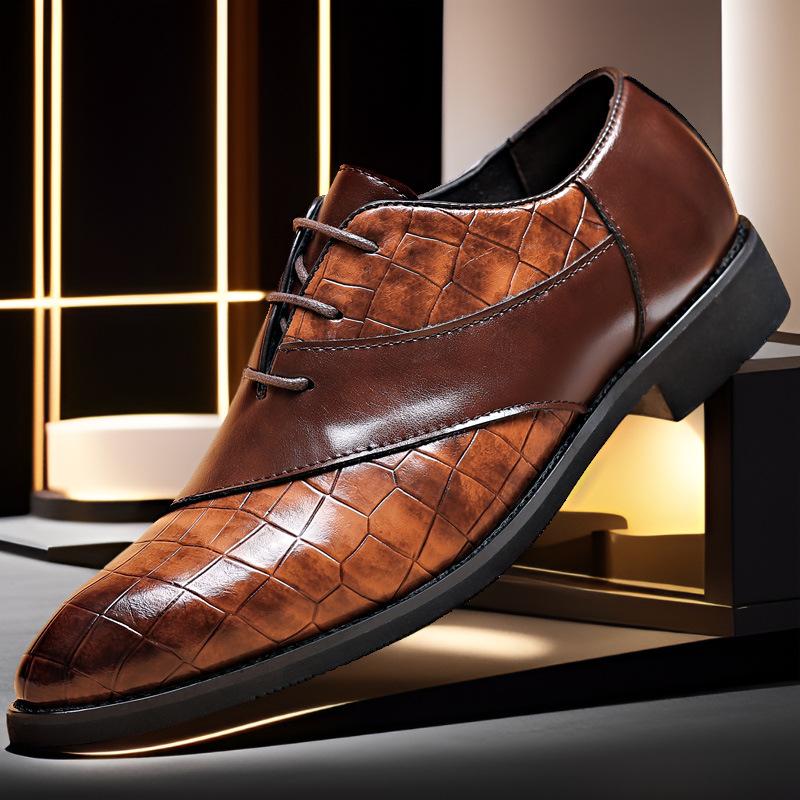 Autumn new men's large size leather shoes men's breathable casual shoes business dress men's personality young guy trendy shoes