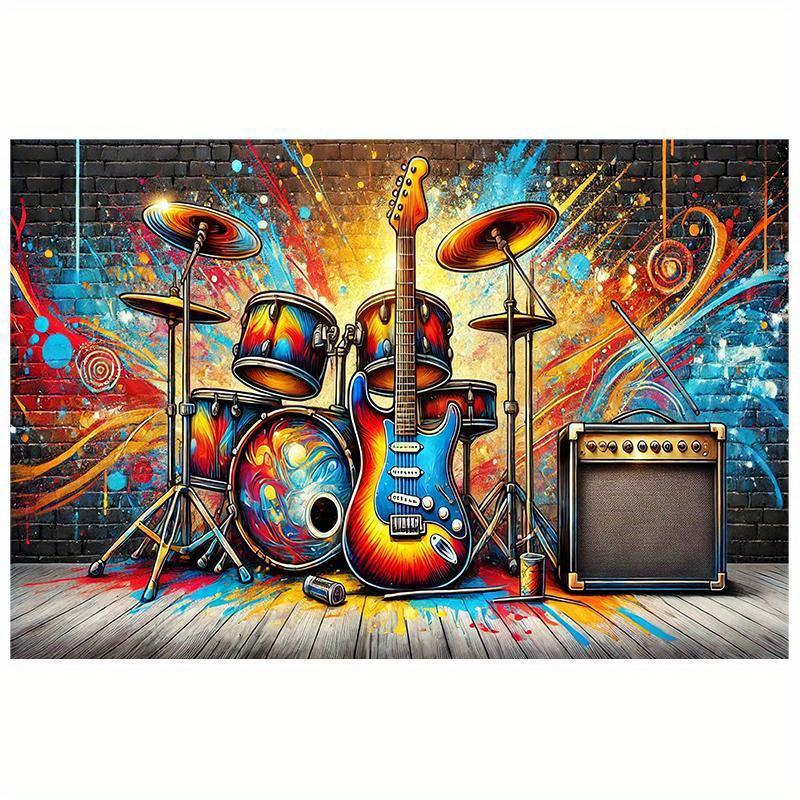1 Guitar and Drum Graffiti Multi-functional Banner - Perfect for Photography Film and Event Decoration