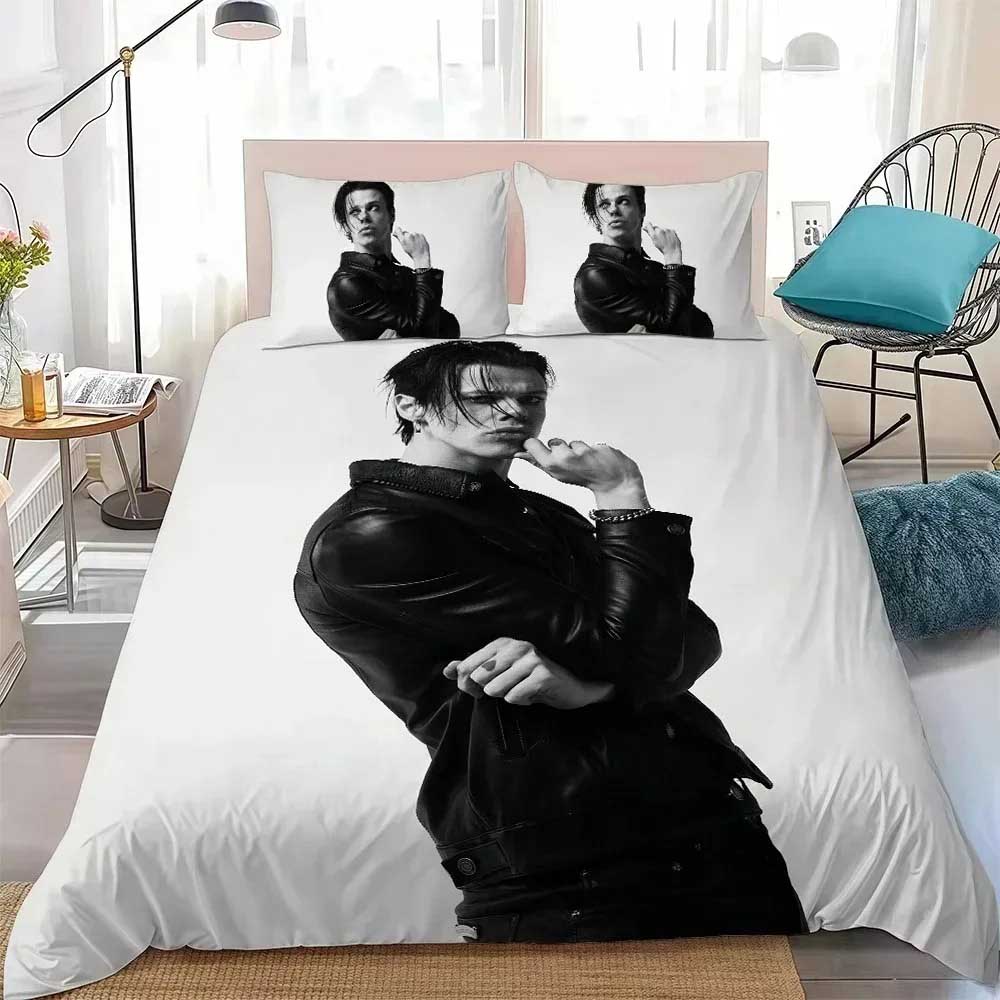 Yungblud Idols Housse de couette taie d'oreiller parure de lit Adulte Garçons Filles Décoration de chambre Simple Double Grande Taille 100×135cm black