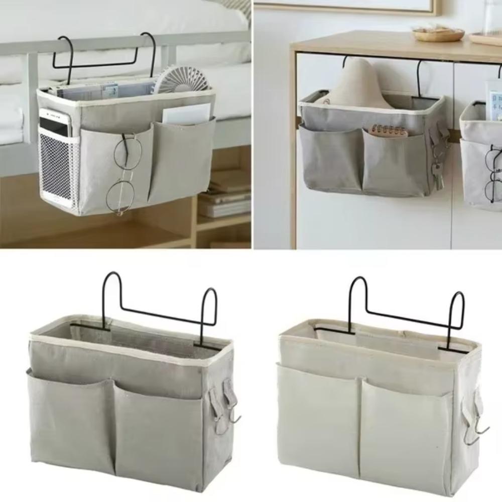 Aufbewahrungsregal aus Canvas für den Nachttisch, Netzstoff, Mehrfachtaschen, Aufbewahrungskorb für Studentenwohnheim, Faltbare, platzsparende Hängetasche