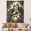 Colorful Peacock Pair with Floral Motifs Patterned Tapestry Decorative Wall Hanging, Home Bedroom Living Room Decor