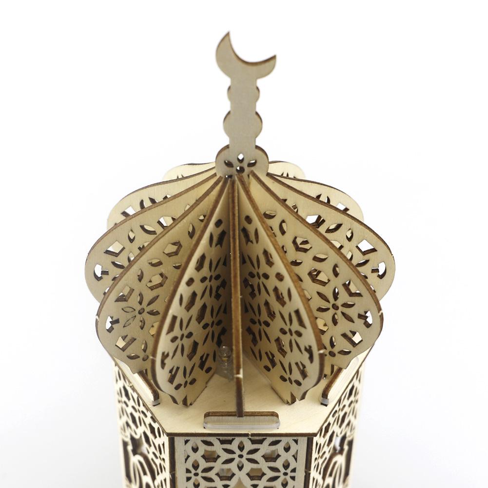 Wooden Ornament Decorative Led Light Party Supplies For Muslim Festival Eid Mubarak Decoration
