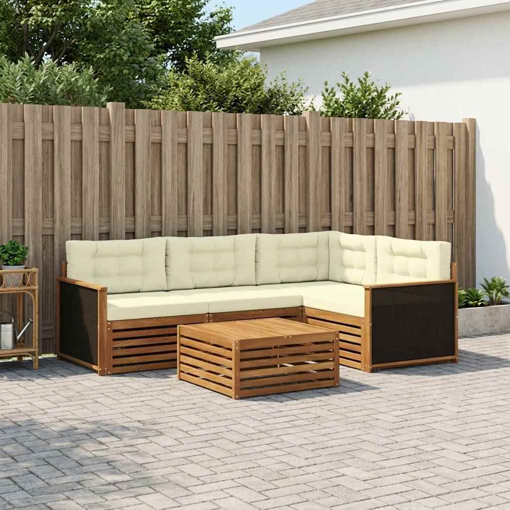 Outdoor Sofa Set 5 pcs Natural and Cream 79 x 79 x 37 cm