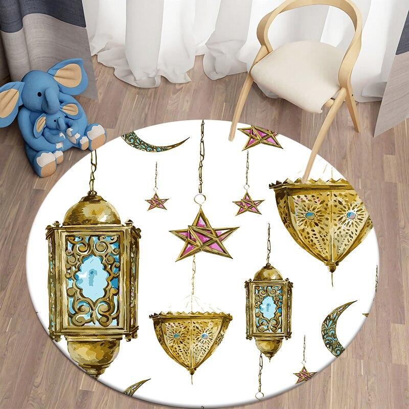 

Мусульманский молитвенный кавайный круглый ковер с принтом для гостиной, коврики для кемпинга, пикника, фланелевый противоскользящий коврик, коврик для йоги, странная вещь 60cm