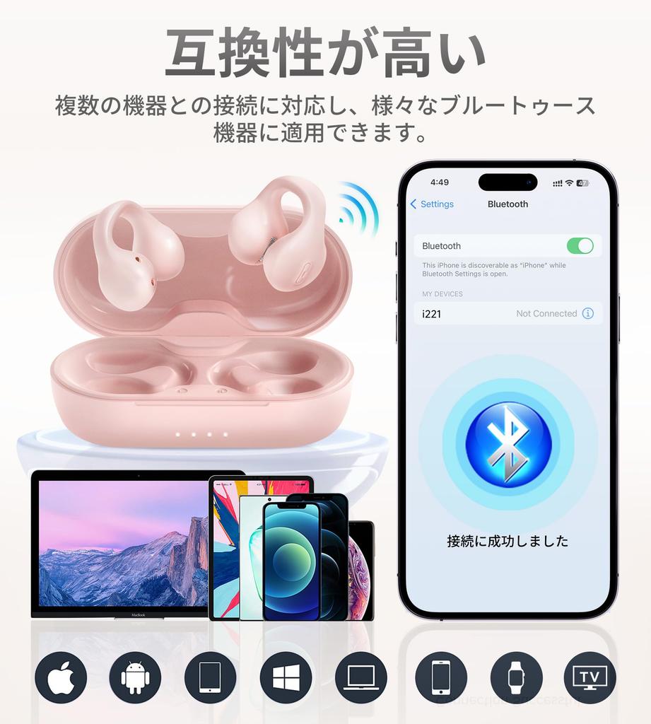 King Lucky Ear Cuff Wireless Earbuds  Open-Ear Design  Bluetooth 5.3 Compatible  IPX4 Waterproof  Built-in Microphone  Fast Charging  Sound Leakage