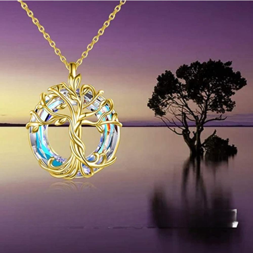 Exquisite Personality Hollowed-out Tree of Life Red Bird Pendant Necklace for Women Family Collar Jewelry Gifts of Love Gift