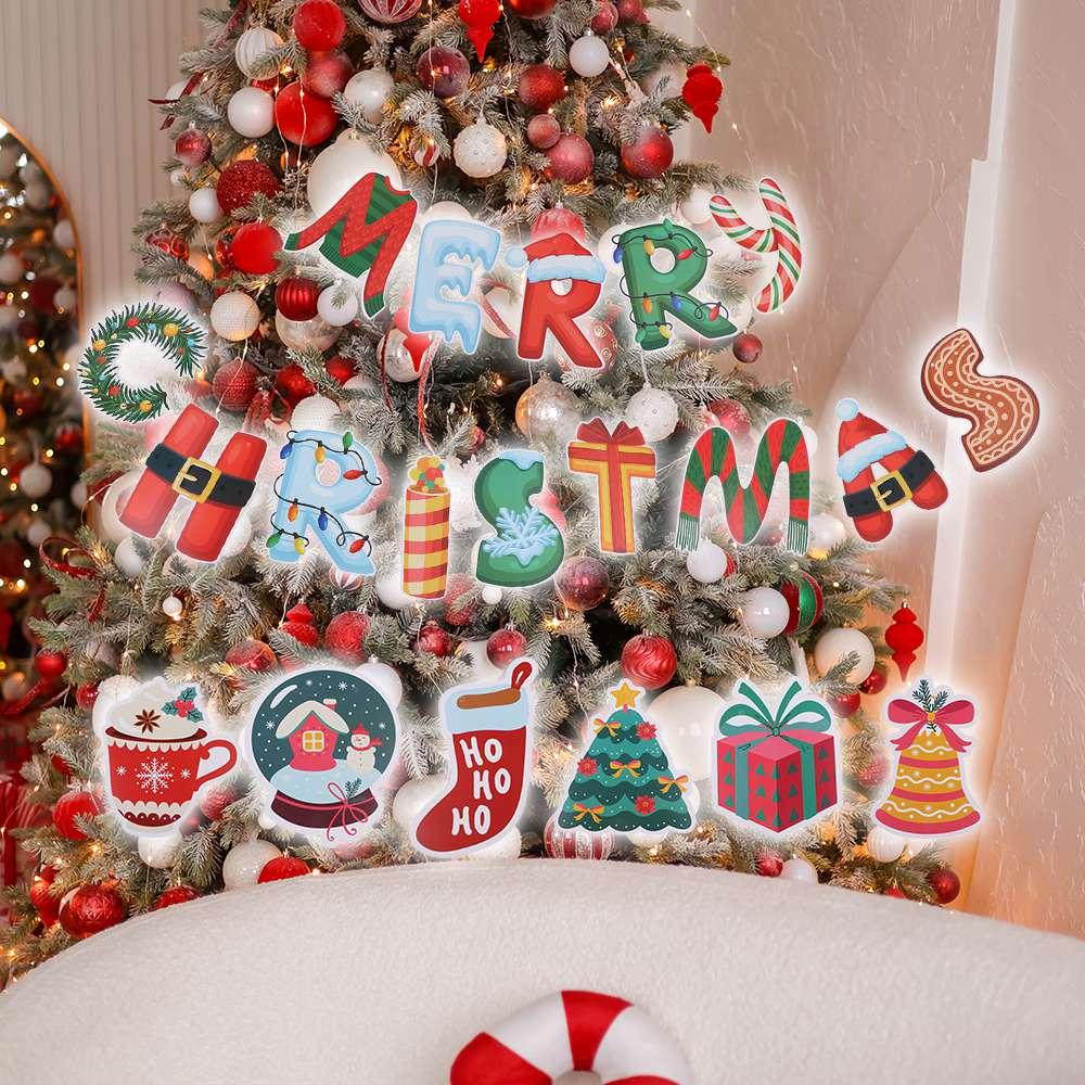 Tegneserie Julebannere Bokstav God Jul Flagg Ballong Vimpel Jule Draflagg Nyttår