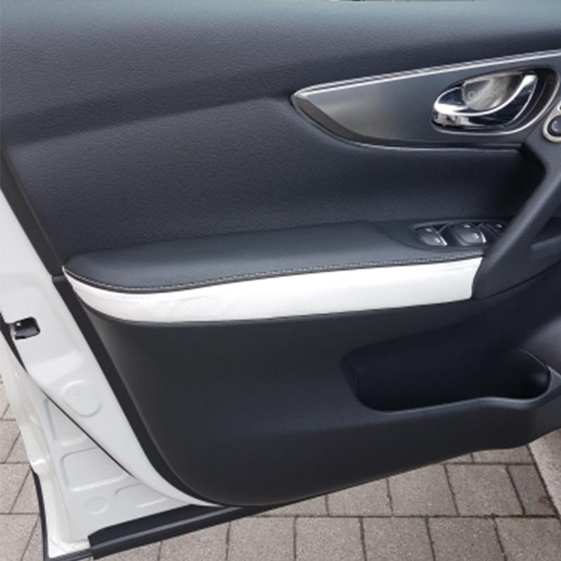

4 шт., чехол на подлокотник из мягкой кожи для Nissan Qashqai J11 2016 2017 2018, подлокотник для внутренней двери, панель, наклейка, отделка Black-white line