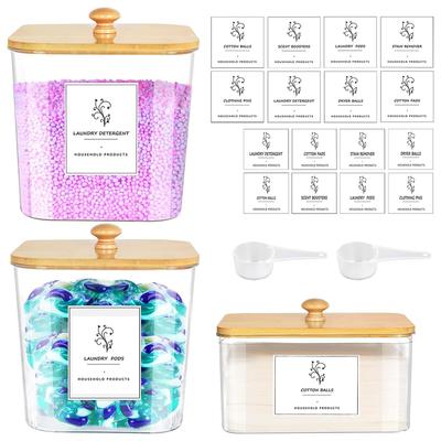 3 Pack Laundry Pods Containers & Plastic Powder Detergent Holder Set, Laundry Room Organization and Storage, Clear Organizer Jar