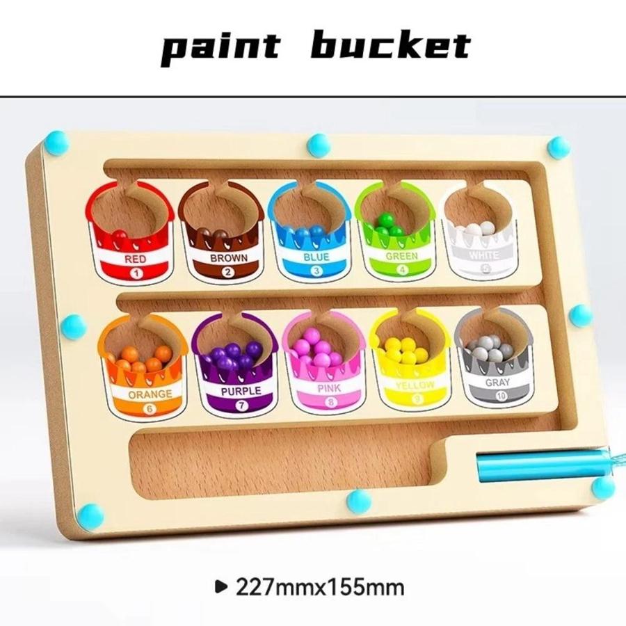 Wooden Montessori Color Sorting Toy – Magnetic Bead Maze Learning Board For Early Education