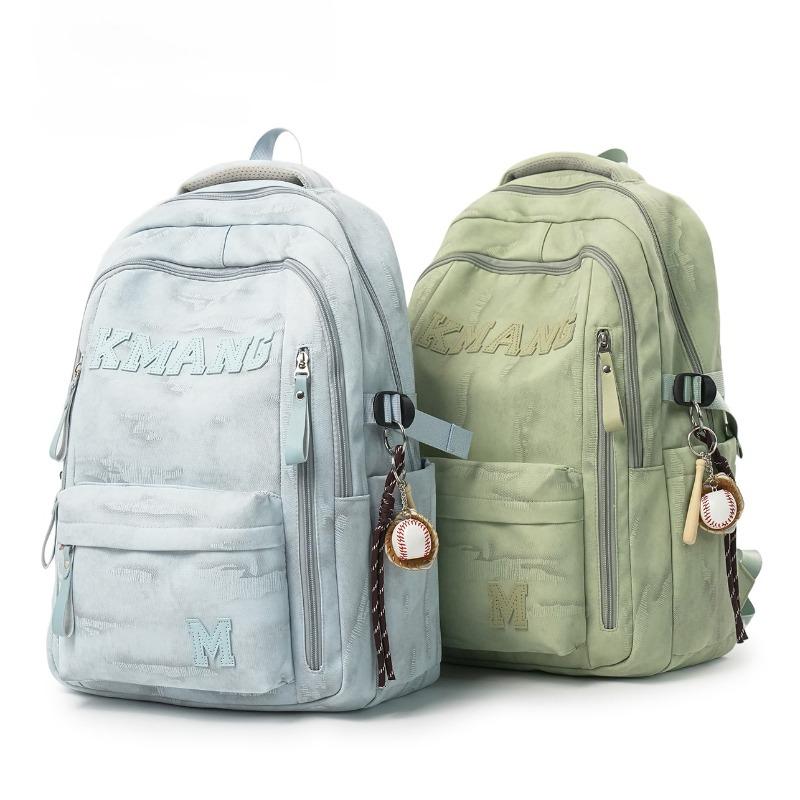 Minimalist Backpack for Women Men Letter Accent Multiple Pockets Adjustable Strap Large Capacity Casual Daily Bag for Commute Travel School No Pendant