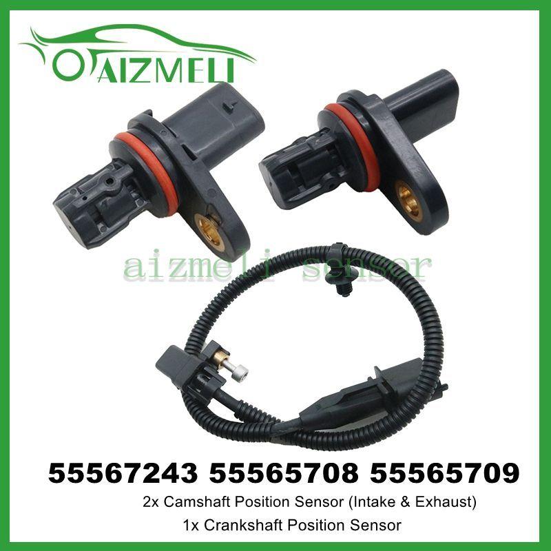 2X Car Camshaft & 1X Crankshaft Position Sensor 55567243 55565708 55565709 For Chevrolet Cruze Sonic L4 1.8L Car Accessories