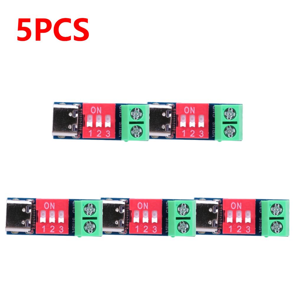 1-5PCS PD Fast Charging Test Board 5-20V Adjustable PD Trigger Board Module USB Type-C 100W Voltage Connetor Power Supply Acces