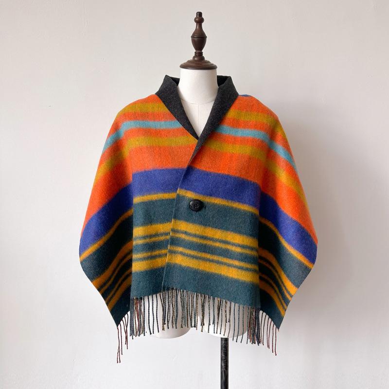 

Осень и зима новый клетчатый шарф на пуговицах накидка шарф женский зимний High End Sensation имитация кашемира красная шаль 170*50cm