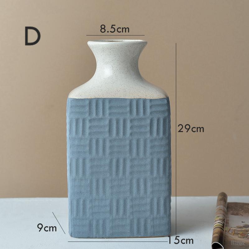 1pc Blue Ceramic Vase Flower Vase Matte Desktop Bottle for Water Planting Home Decor Tabletop Vase