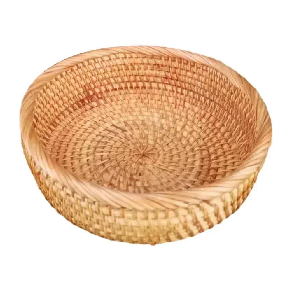 Daily Use Home Entertaining Round Desktop Basket Handcrafted Storage Solution 26*26*10cm Artisanal Craftsmanship
