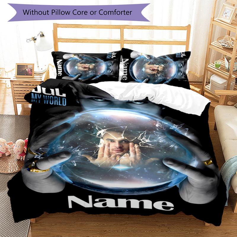 3pcs Custom Name Cartoon Jul rapper Bedding Set Duvet Cover Closure Includes 1 Duvet Cover & 2 Pillowcases for All Seasons Bedroom Decor