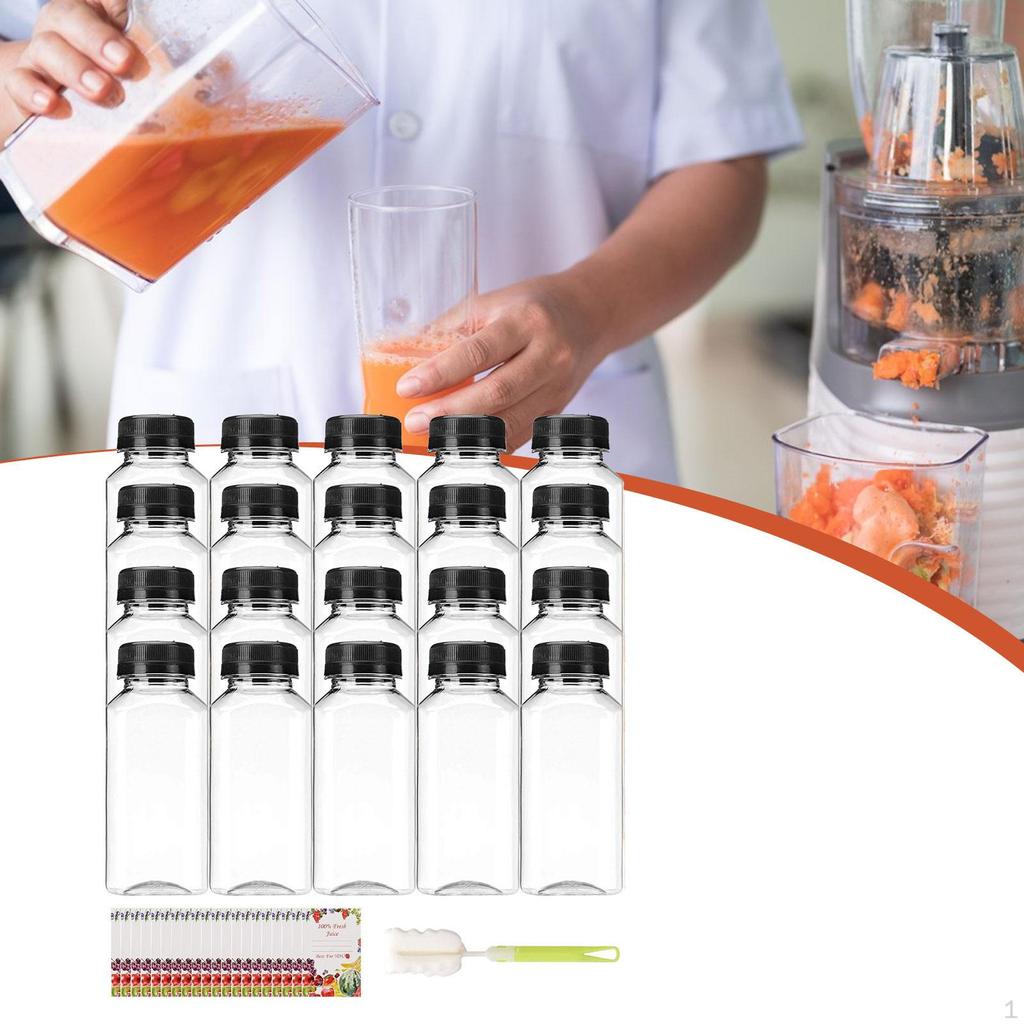 20 Pieces Empty Juice Bottles Bulk Clear Water Multifunctional Portable Drink Containers for