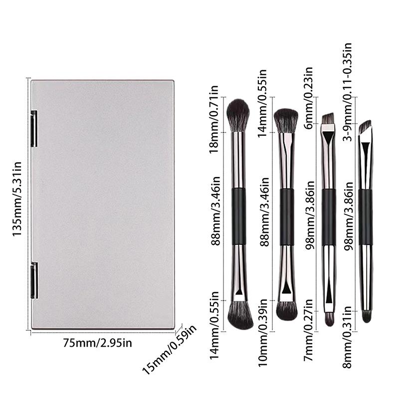 Double-Ended Makeup Brushes Set: Eyeshadow Brush, Contour Brush, Blush Brush, Portable Travel Mini Makeup Brush With Mirror