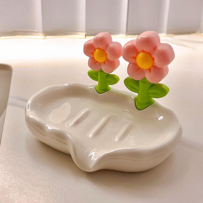 

Милая мыльница в виде цветка, высококлассная для домашнего использования в ванной комнате, с дренажем, портативная для путешествий розовый