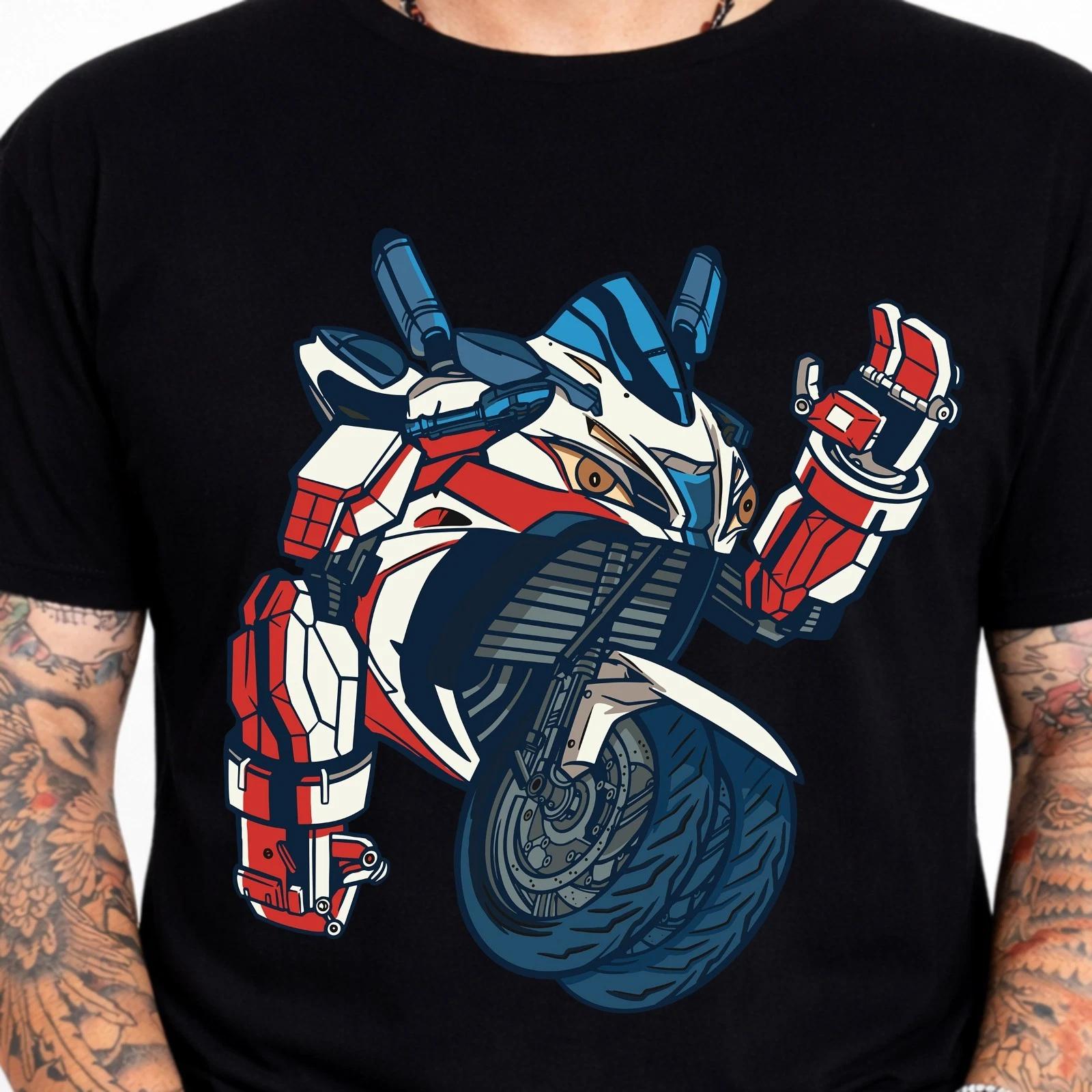 Sport Bike Robot Mech Motorcycle Graphic Tee Superbike Biker Rider T-Shirt XXXXL