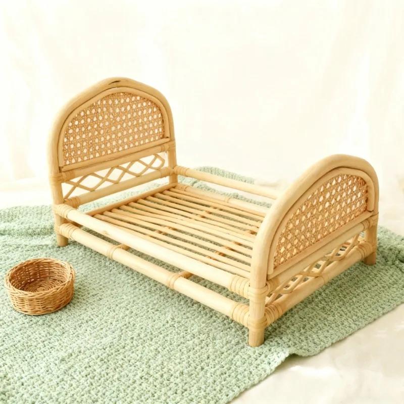 1 Piece Rattan Crib Basket Retro Baby Photography Props Professional Studio Furniture Tool Essential for Baby Photo Shooting Use