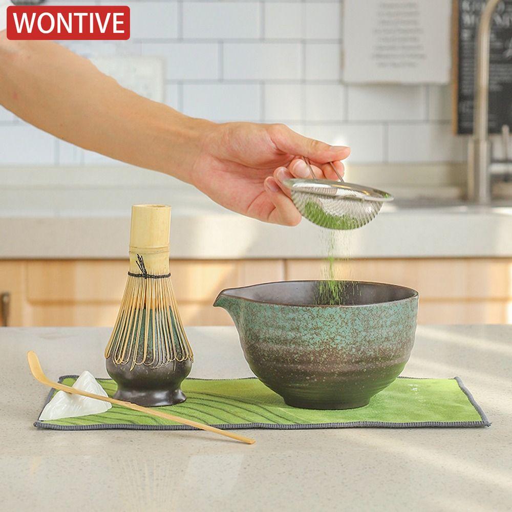 1/4/5PCS New Bamboo Ceramic Japanese Matcha Tea Set Reusable Food Grade Matcha Stirring Brush Safe Green Tea Whisk