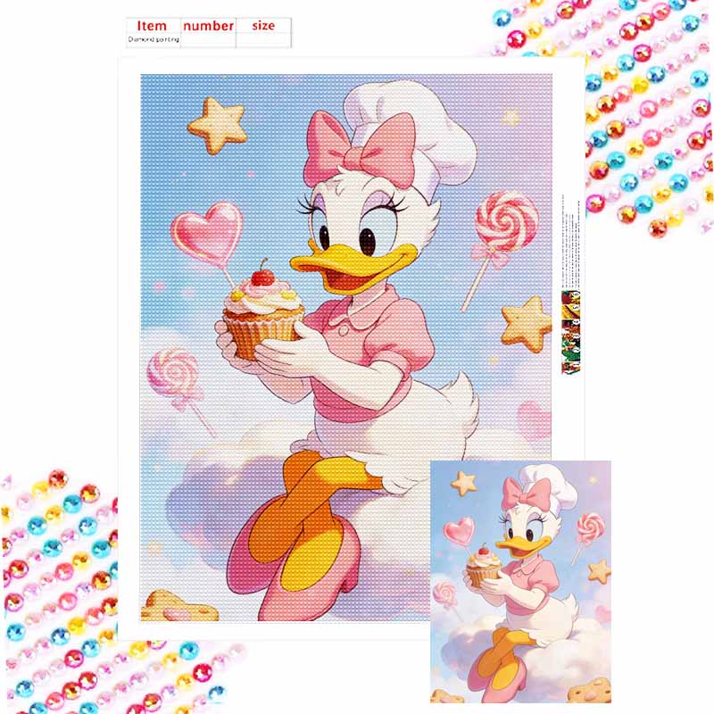 Disney Daisy Duck cupcake candy diamond painting art painting handmade diy5D home decoration gift Round 20x30cm