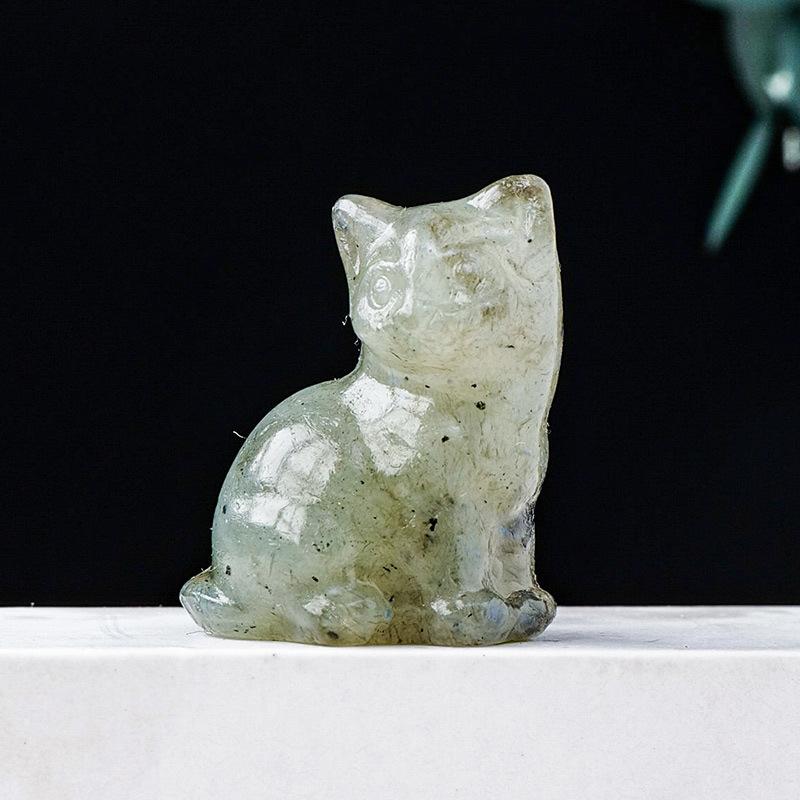 Animal Crystal Crafts Animal Natural Stone Statue Various Crystal Carvings Cat Crystal Wealth Cat