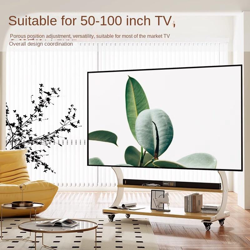 Heavy Duty 50-100 Inch Mobile TV Stand Cart TV Shelf Mute Wheels Up To 220lbs Max VESA 900x600mm Floor Stand TV Support Shelf
