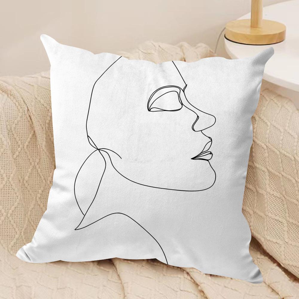 Line Woman Cushion Cover Soft Plush Throw Pillow Cushion CoverDoubleSided Printed Decorative Case for Sofa Decor
