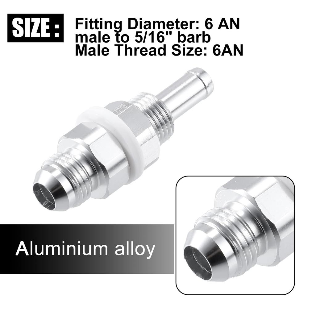 uxcell 2pcs Car Fuel Line Fittings 6AN Male Flare Bulkhead To 8mm Hose Barb