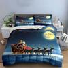 Santa Sleigh with Reindeer Scene Bedding Duvet Cover Set Duvet Cover Pillowcases  (1*Duvet Cover 2*Pillowcases, Without Duvet Insert)