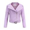 Punk Style Jackets for Women Faux Leather Lapel Tie Belt Motorcycle Short Coat Long Sleeves Zipper Outwear Bomber Tops