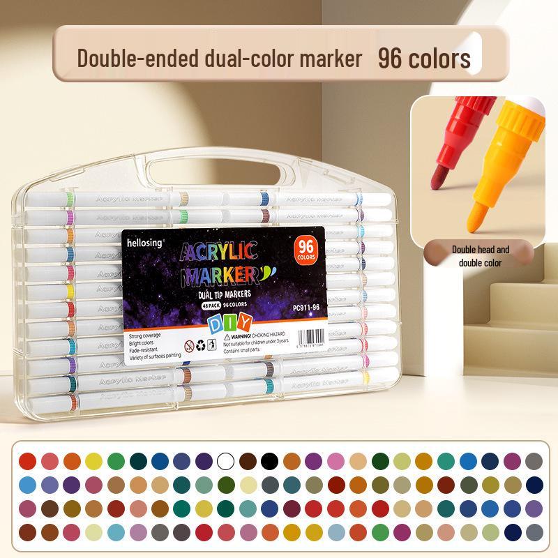 Acrylic Double-Ended Washable Marker Pens for Kids: Non-Bleeding, Layerable, Watercolor and Colored Options
