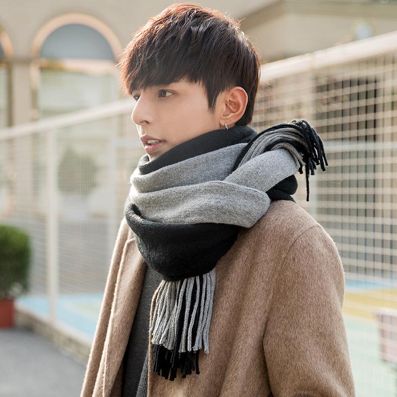 Men Scarf Cashmere-Like Winter Autumn Warm Soft Tassel Long Wraps Male Women Classic Business Couple Pashminathick Muffler Teen
